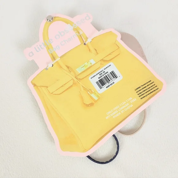 A Little Obsessed Heart Bag Charms Navy Beige Squishy Soft Purse Accessories - Picture 4 of 5